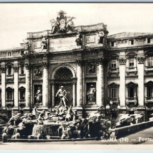 c1930s Rome, Italy RPPC Trevi Fountain Palazzo Poli Classical Sculptures A362