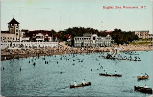 English Bay Vancouver BC c1917 Wine The War Buy War Savings Cancel Postcard G58