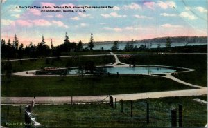 Postcard WA Tacoma Bird's Eye View Point Defiance Park 1917 S66