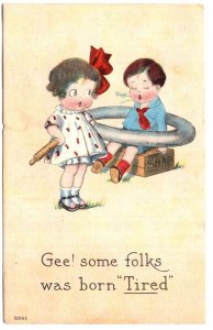 Children, Romantic Humour, Gee Some Folks was Born Tired, Used 1914, Rolling Pin