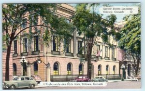 OTTAWA, Ontario Canada ~ UNITED STATES EMBASSY ca 1940s Linen Postcard