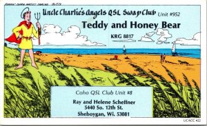 QSL Card KRG 8817 Teddy & Honey Bear Ray & Helene Scheffner Sheboygan Wisconsin