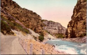 Postcard CO Glenwood Canyon Colorado River Hand-Colored Albertype