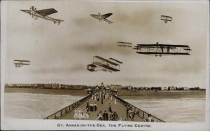 St. Anne's on the Sea Lancashire Airplanes Aviation c1910 Real Photo Postcard