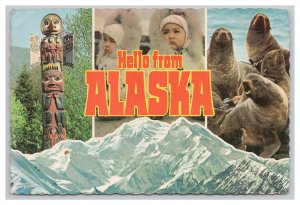 Postcard Continental Size Hello From Alaska c1976 Postmark Multi View
