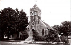 Real Photo Postcard St. Marks Episcopal Church in Waupaca, Wisconsin
