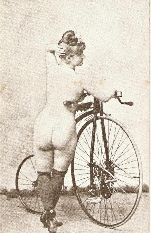 \Nude woman. Cyclist\ Antique American card