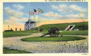 Flags of Three Nations - Old Fort Niagara, New York NY Postcard