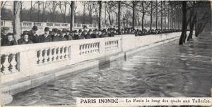 CPA PARIS La Foule le long des quais aux Tuileries INONDATIONS 1910 (606088)