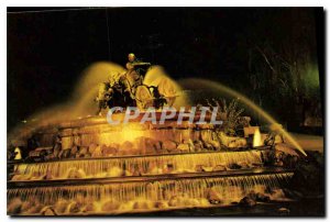 Postcard Modern Copenhagen Fountain Gefion night