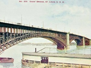 Vintage Postcard Ead's Bridge St. Louis Missouri Mississippi River