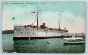 Postcard US Navy Receiving Ship Reina Mercedes Captured Spanish Vessel 1908 AC12