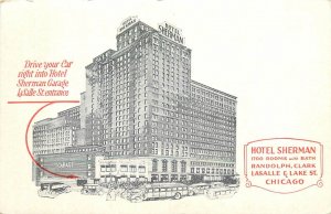 1920s Chicago Illinois Hotel Sherman occupatiom autos Postcard 25-11854
