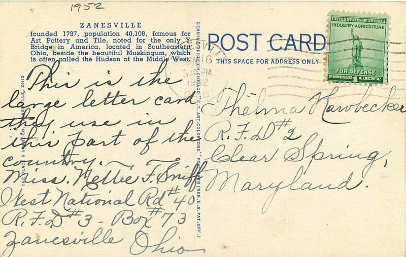 Black Grant Teich Large Letters Multi View Zanesville Ohio Postcard 21-2565