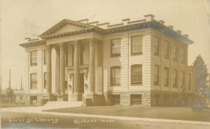 Carnegie Library Spokane Washington 1908 RPPC Photo Postcard 20-5814