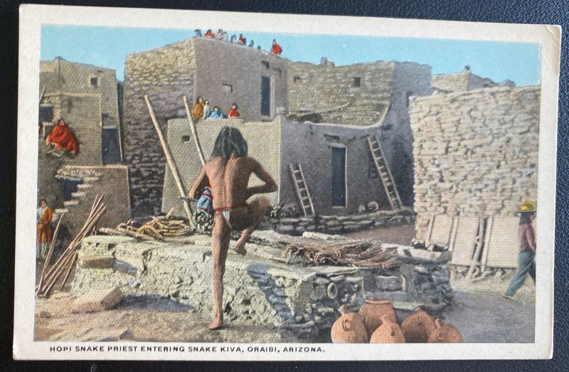 Mint USA Picture Postcard Native American Indian Hopi Snake Priest Entering Snak