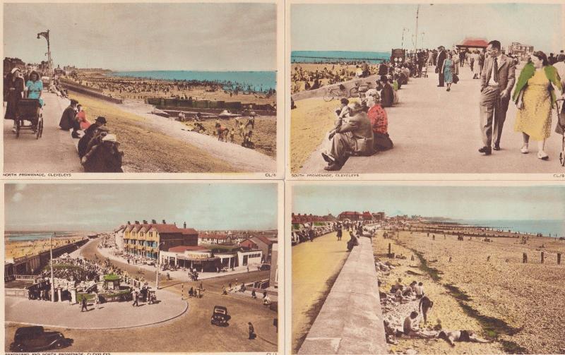 Clevelys Promenade 4x Vintage Beach Postcard s