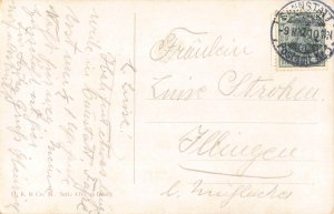 A196 Germany 1910 Village Scene Houses Bridge Children River vintage postcard