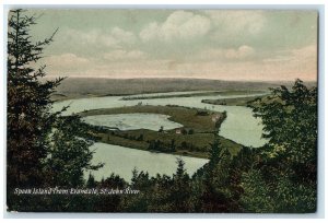 c1910 Spoon Island From Evandale St. John River Canada Antique Postcard