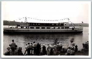 Mt. Washington Launch Lake Winnipesauke 1950s RPPC Real Photo Postcard Steamship