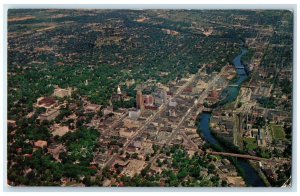 1952 Aerial View Of Lansing Michigan MI, Buildings River Posted Vintage Postcard