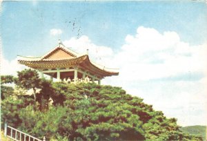 US27 postcard Korea Chongjin Mangyung Bong 1972 temple sent to Beius Romania