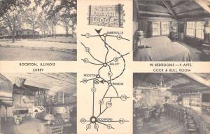 Rockton Illinois Wagon Wheel Lodge Multiview Antique Postcard K69626