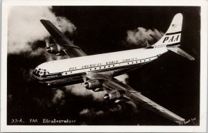 PAA Stratocruiser Pan American World Airways Aviation RPPC Postcard H2 *as is