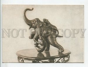 454226 USSR 1957 Vietnam exhibition Moscow tigers attacking an elephant bronze