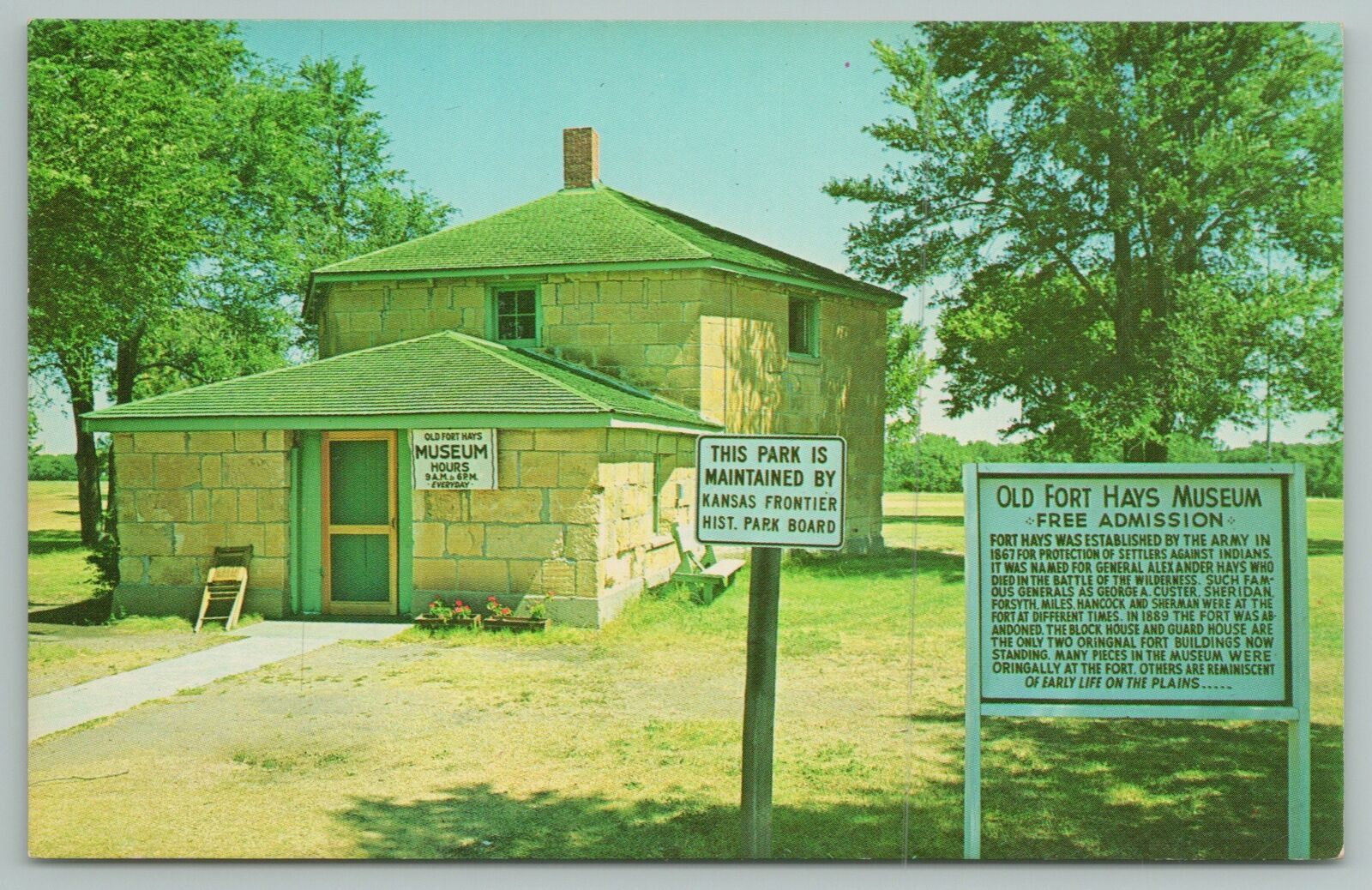 Hays KansasOld Fort HaysBlock House & Guard HouseVintage Postcard