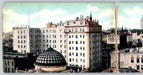 Rare 4 Panel  Albany  New York  Postcard  22 x 3.5 -  Safe Deposit Sign  c1915