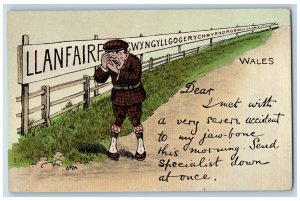 Llanfairpwllgwyngyll Anglesey Wales Postcard Jaw-Bone Accident c1910