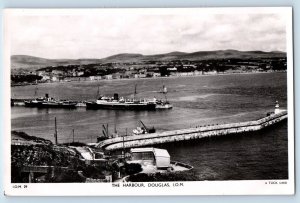 Douglas Isle of Man Postcard The Harbour View c1940's Tuck Art RPPC Photo