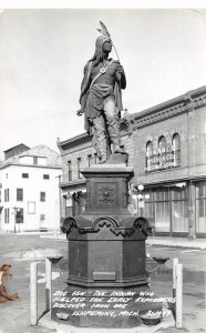 H67/ Ishpeming Michigan RPPC Postcard c1960 Big Ish Indian Nativer American  121