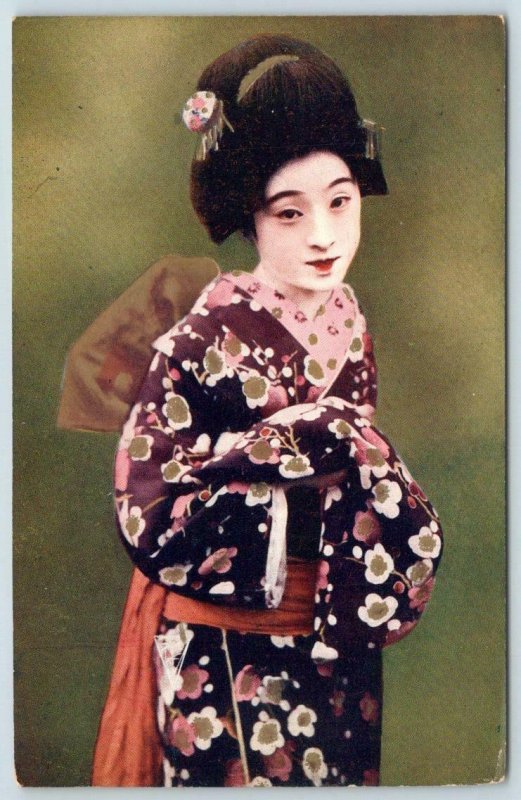 1920's JAPAN GEISHA GIRL*RED STAMP ON BACK: LILLIAN YAGI NAGOYA IECC #1*POSTCARD