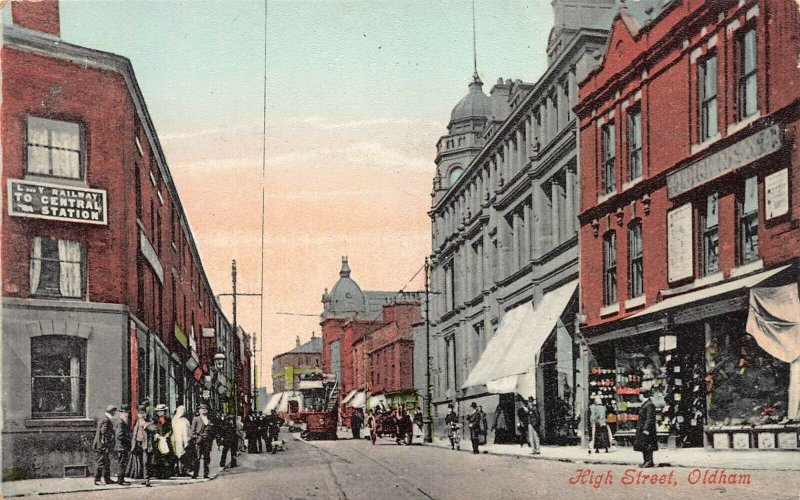 High Street, Oldham, England, Great Britain, Early Postcard, Unused