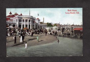 CA Bath House Bathing Long Beach California Vintage Postcard