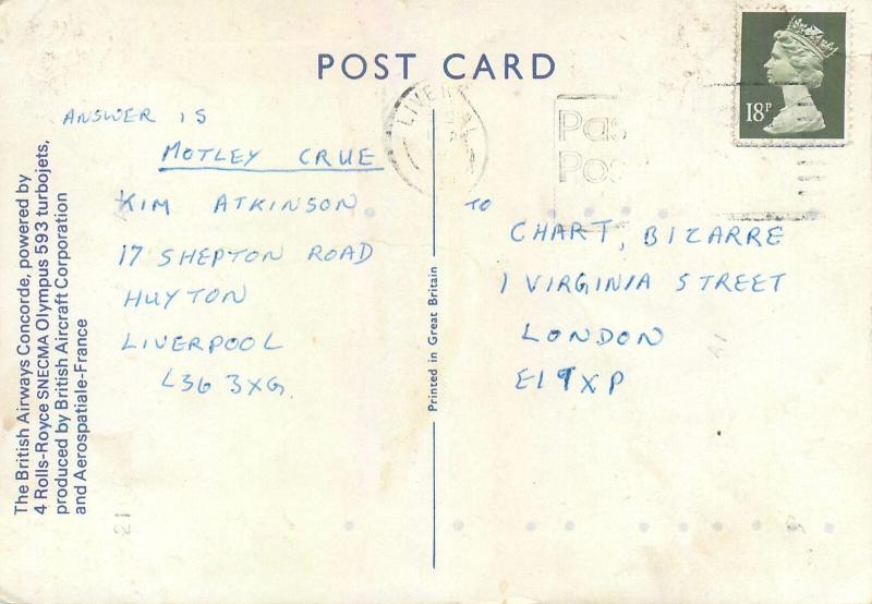 The British Airways Concorde plane postcard