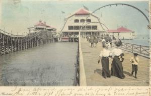 c1907 Hand-Colored Postcard Boardwalk & Roller Coaster, The Casino Toledo OH