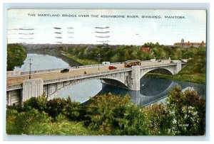 1932 Maryland Bridge Over Assiniboine River Winnipeg Manitoba Canada Postcard