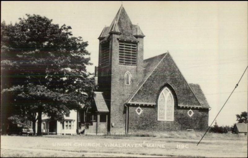 Vinalhaven ME Church Real Photo Postcard