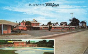 St Augustine FL Travelodge Swimming Pool Duo-View Postcard