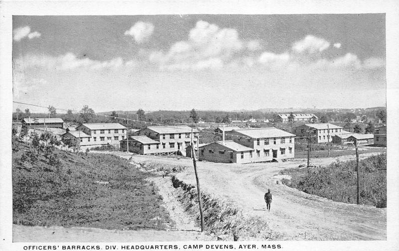 Ayer Massachusetts~Camp Devens-Officers Barracks~Divistion HQ~Man in Street~'20s