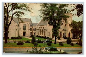 Vintage 1955 Postcard Antique Car Mulberry Street Methodist Church Macon Georgia