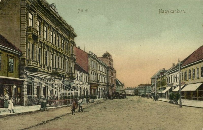 hungary, NAGYKANIZSA, Fö út, Street Scene (1910s) Postcard