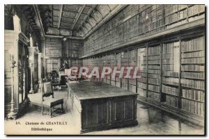 Old Postcard Chateau de Chantilly Library