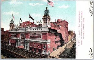 VINTAGE POSTCARD THE HIPPODROME BUILDING COMPLEX AT NEW YORK CITY MAILED 1905