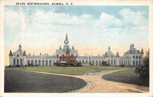 Elmira New York~State Reformatory & Grounds~People on Steps~1924 Postcard