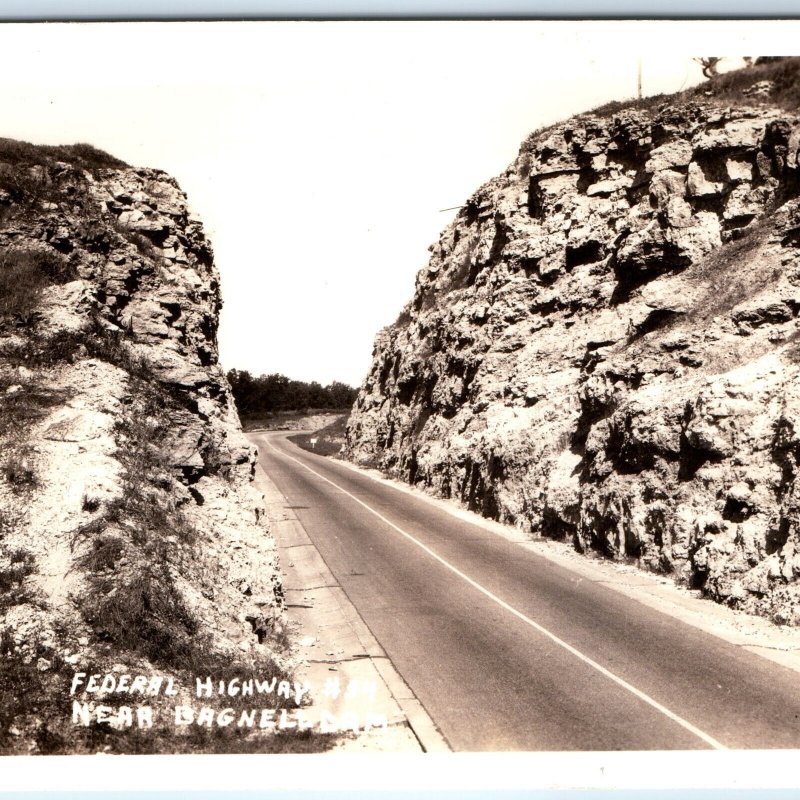 c1930s Missouri US Highway 54 RPPC Near Bagnell Dam Real Photo Bedrock MO A164