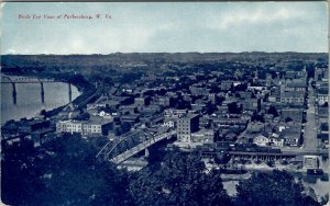 Parkersburg WV Bird's Eye View Business Bridge 1908 Diggs in Welch Postcard T20